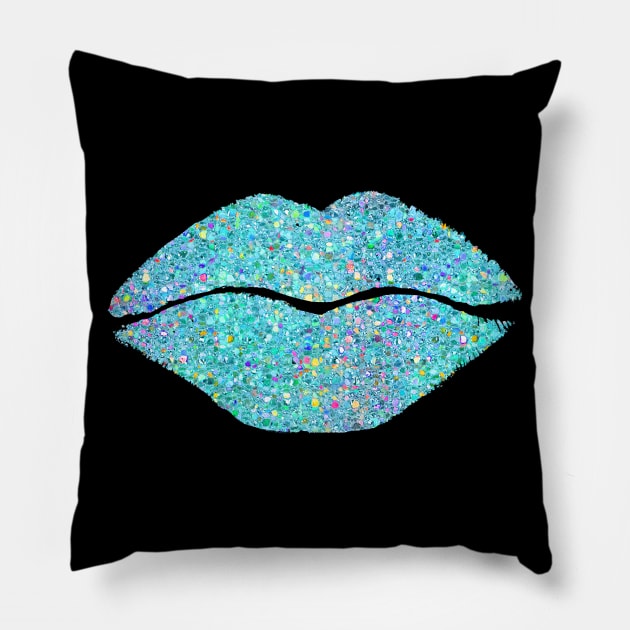 Stardust Kiss Aqua Pillow by LittleBean