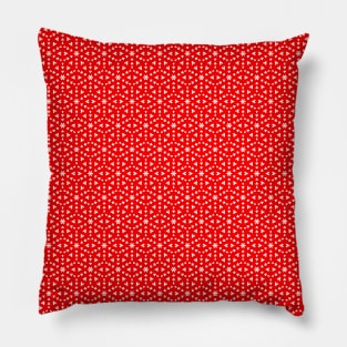 Abstract white and red snowflakes Pillow