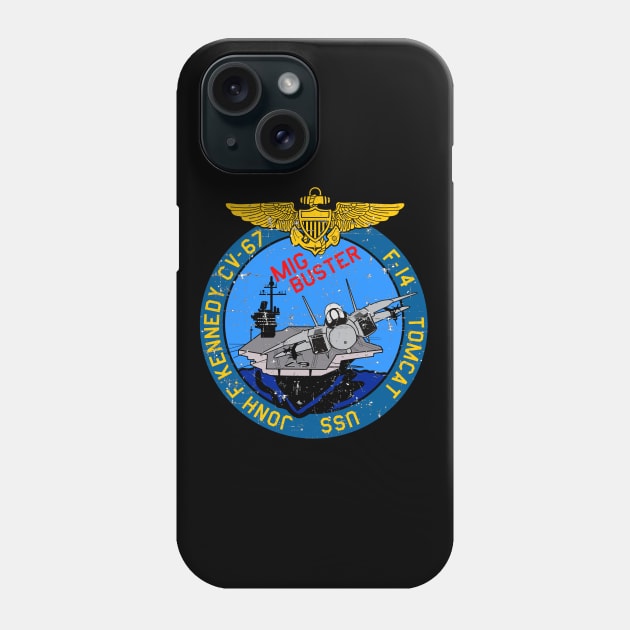 F-14 Tomcat - Mig Buster USS Jonh F Kennedy - Grunge Style Phone Case by TomcatGypsy