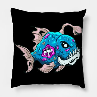 Cartoon Fish Zombie Piranha Sport Fisherman Pillow