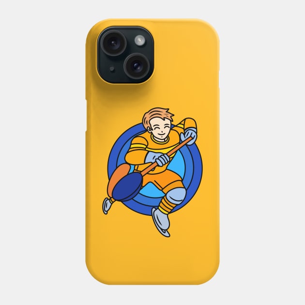 Cartoon ice hockey boy Phone Case by Andrew Hau