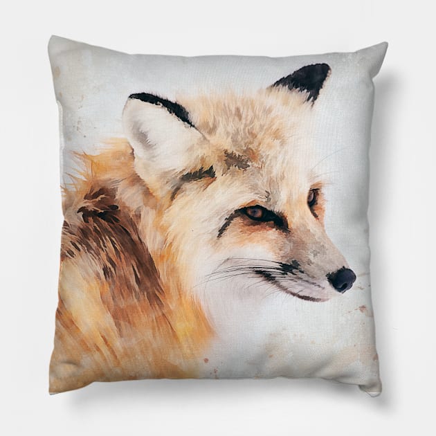 Painted Fox Pillow by Amanda Jane