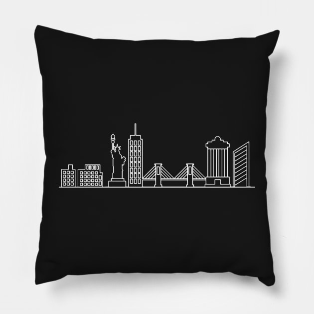 New York Skyline in white with details Pillow by Mesyo