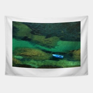Little blue boat - Kalymnos island Tapestry