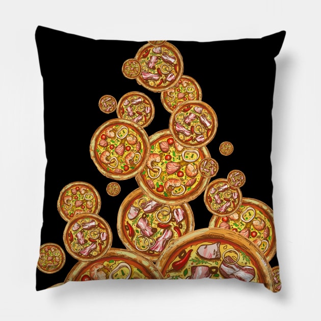 Pizza Christmas Tree, Funny Pizza Lover Christmas Dinner Pillow by PugSwagClothing