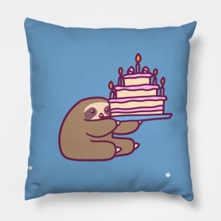 Happy Birthday Cake Sloth Pillow