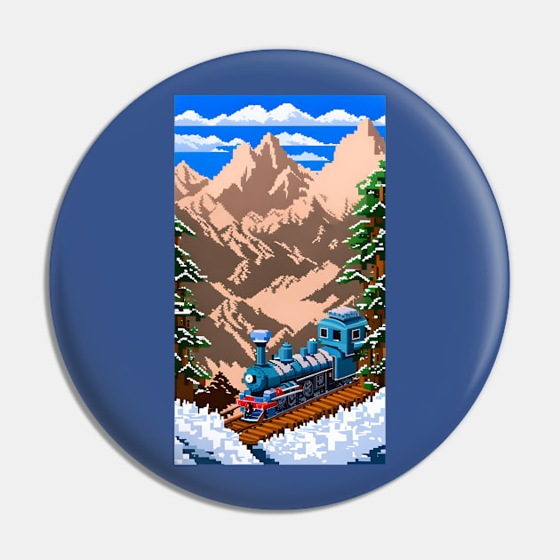 Train Over the Mountain Pixel art Pin by clownescape
