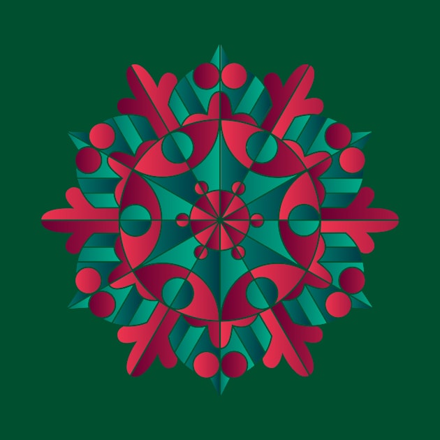 Poinsettia Mandala Snowflake Geometric Design by RYSHU 