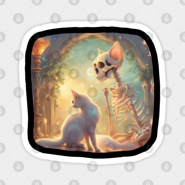 Skeleton And Cat Best Friends Kitten Funny Cats Lovers Magnet by click2print