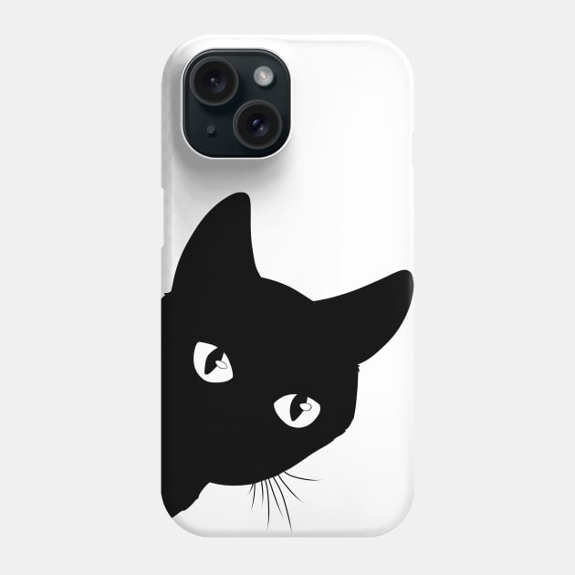 Spying Black Cat Phone Case by Lady Lilac