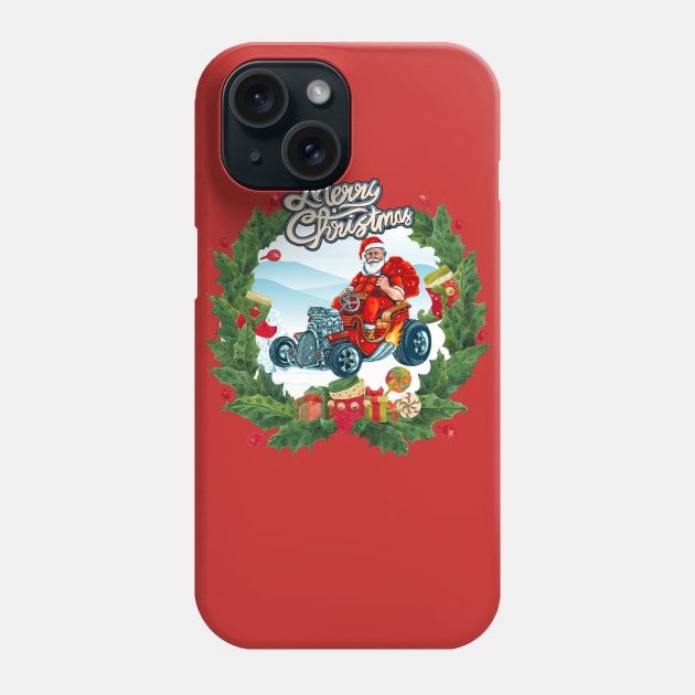 Santa driving A Hotrod Phone Case by Rossla Designs