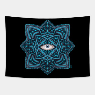 Blue eye mandala Tapestry