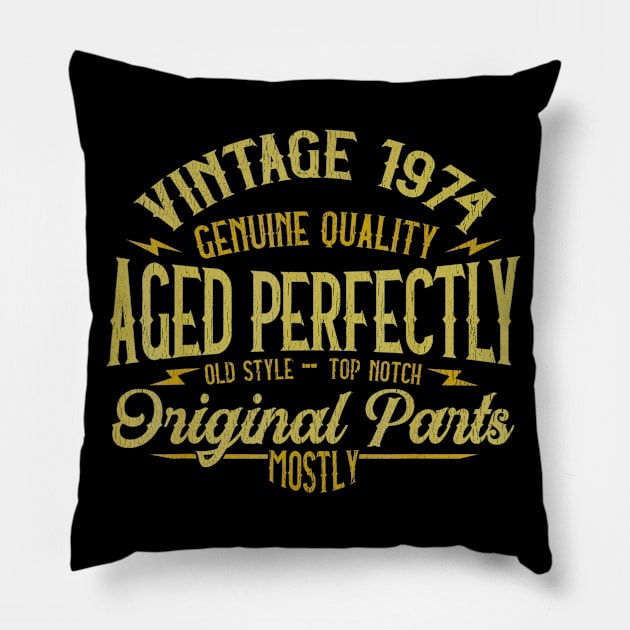 Vintage 1974 45th Birthday 45 Years Old Gift Pillow by semprebummer7