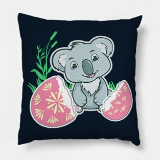 Baby Koala, Easter Pastel Koala Cartoony Pillow