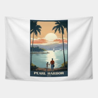 Pearl Harbour Travel Poster Tapestry