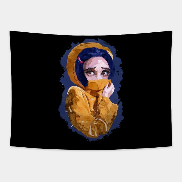 Coraline's Yellow Jacket Tapestry by SmolButDedly