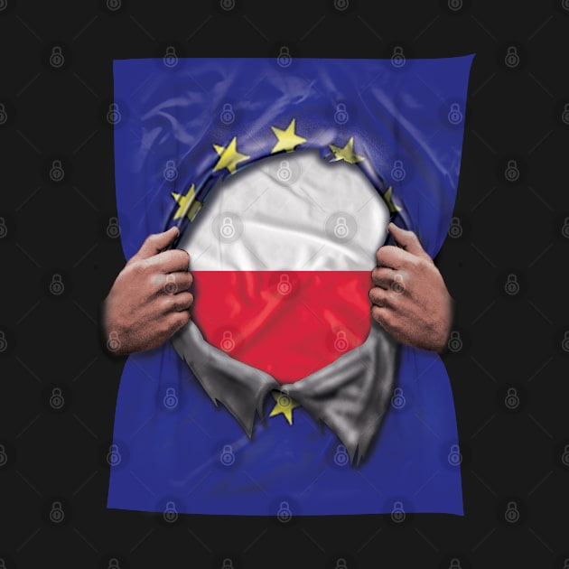 Poland Flag European Union Flag Ripped Open - Gift for Polish From Poland by Country Flags