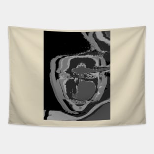 Psychedelic Waves Face design in black and white Tapestry