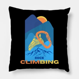 rock climbing retro style Pillow