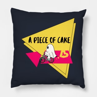 A Piece Of Cake Ghost Riding a Bike Halloween Pillow