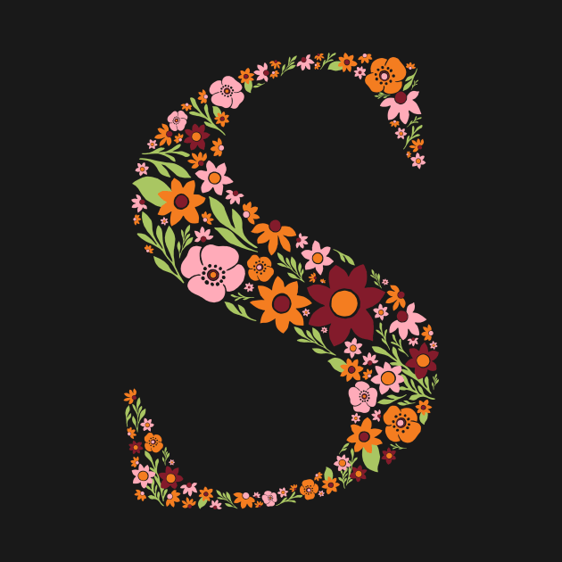 Retro Floral Letter S by zeljkica