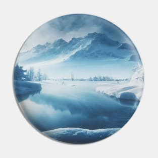 Winter Landscape Lake Mountains Pin