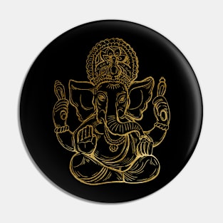 Lord Ganesha Gold Print Pin