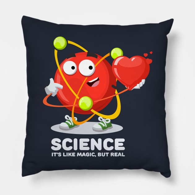 atom character SCIENCE It's Like Magic, But Real Pillow by VizRad