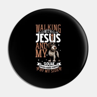 Jesus and dog - Slovak Rough-haired Pointer Pin