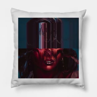 MELTING Weirdcore Glitch Art Portrait Pillow