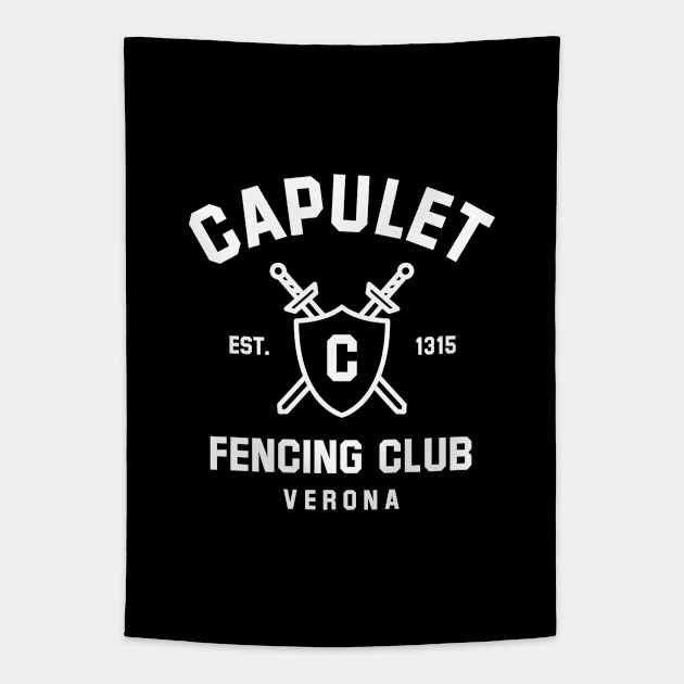 Capulet Fencing Club - Romeo & Juliet Tapestry by codeclothes