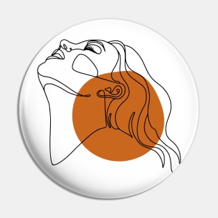 Woman Face Drawing In Line. Minimalist Style One Line Art Pin