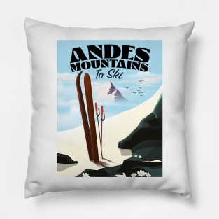 Andes Mountains Ski poster Pillow