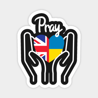 Pray For Ukraine, Pray For Peace, UK Supports Ukraine, UK Stands With Ukraine, Heart With Combined Flags Magnet