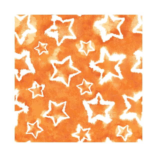 Orange Tie Dye Stars by Carolina Díaz