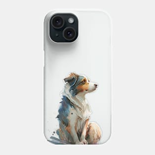 Watercolor sitting shepherd dog scene Phone Case