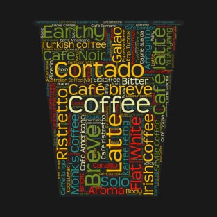 Coffee Barista Java Lover TShirt with 100 Term Word Cloud T-Shirt