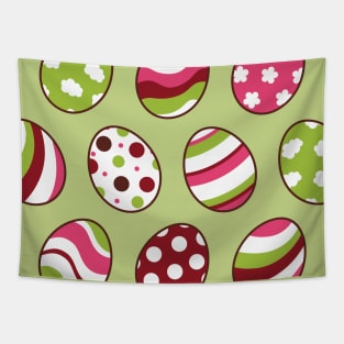 Egg Pattern | Pink Green | Stripes Clouds Flowers Dots | Light Green Tapestry