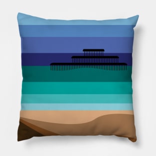 Brighton Beach and West Pier, Sussex Coast Art Pillow