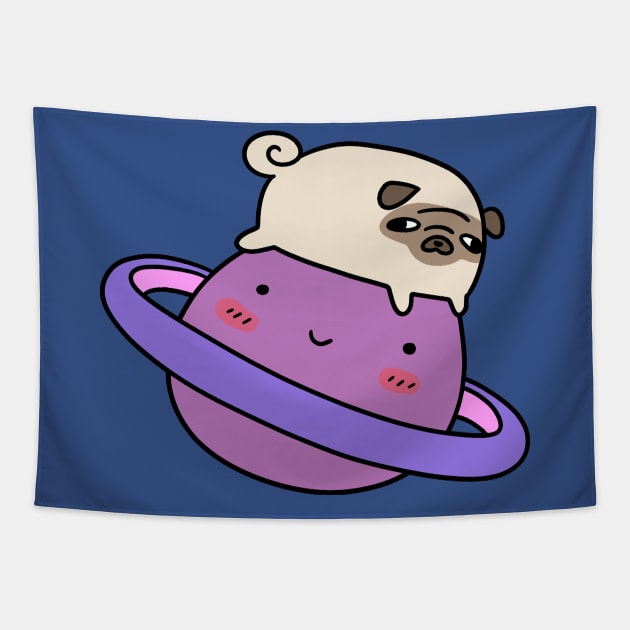 Saturn Pug Tapestry by saradaboru