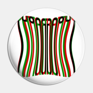 Warped Tall Typography (Red Green Black) Pin