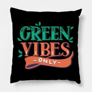 Typographic Green Vibes Only Pillow