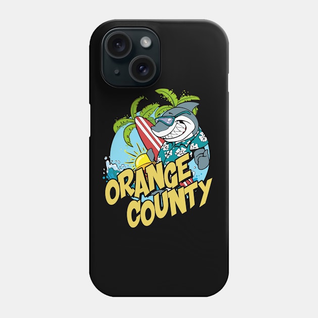 Orange County surfing shark Phone Case by SerenityByAlex