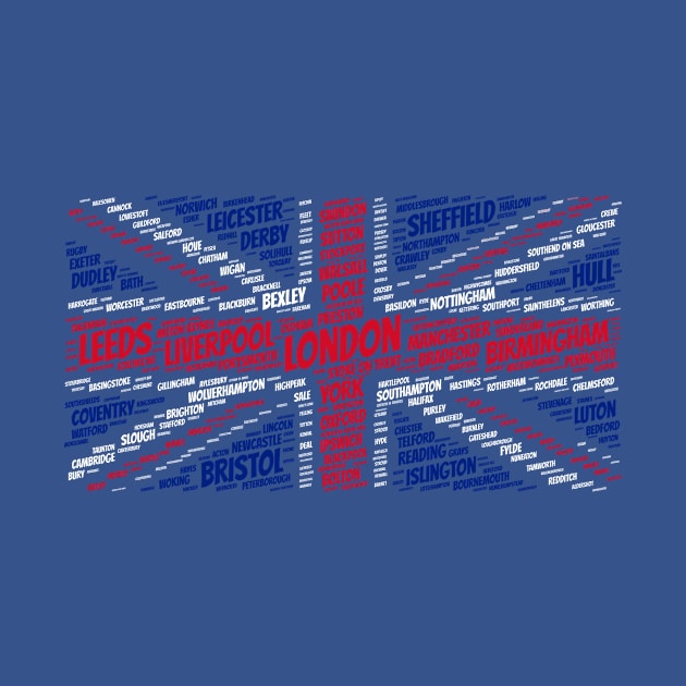 United Kingdom Flag with City Names Word Art by Family Heritage Gifts