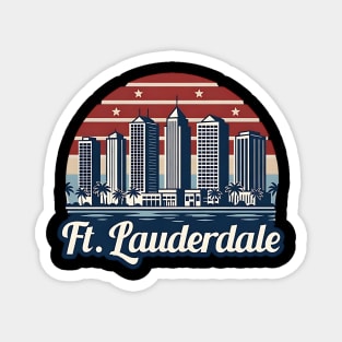 Vintage Ft. Lauderdale Fort Lauderdale Florida - Retro 70s Beach Sunset Gift Magnet