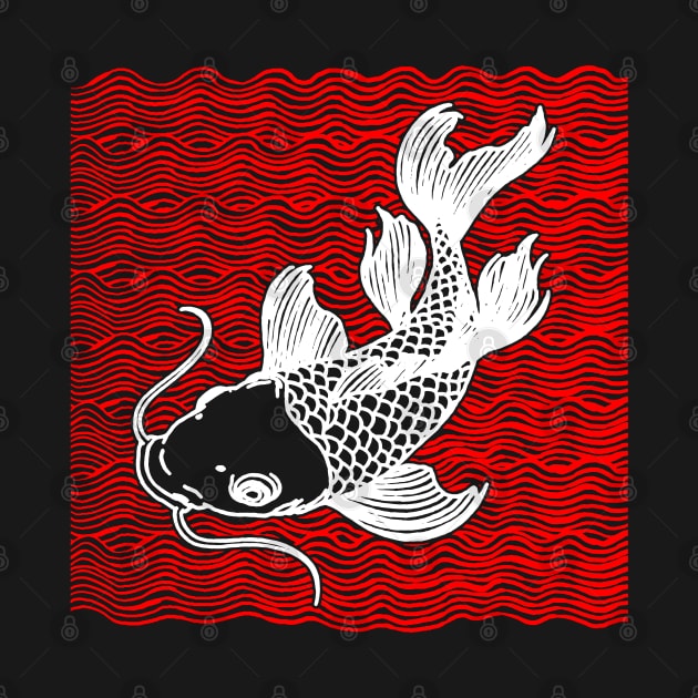 Koi Fish Great Wave Tattoo V2 Red Wht by ebayson74@gmail.com