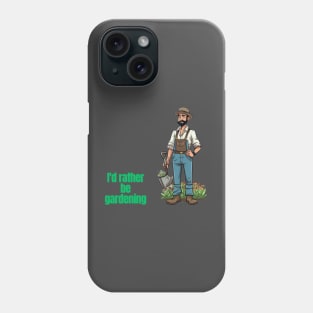 Cartoon design of a male gardener with humorous saying Phone Case
