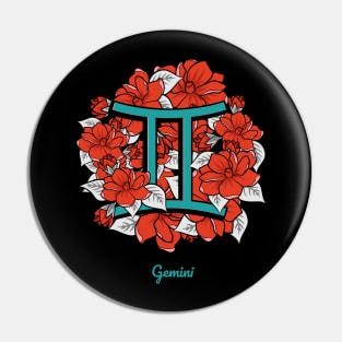 Floral Zodiac Sign Gemini Gift Women Men Pin