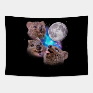 Three Quokkas Howl at the Moon Tapestry