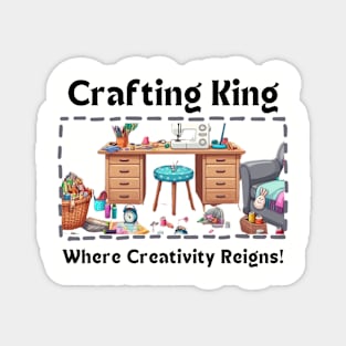 Crafting King:  Where Creativity Reigns Sewing Room Magnet